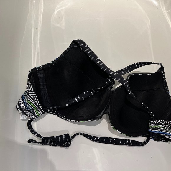 NWOT: La Vie en Rose Aqua Aztec Lined Bandeau Bikini Top - Picture 4 of 6